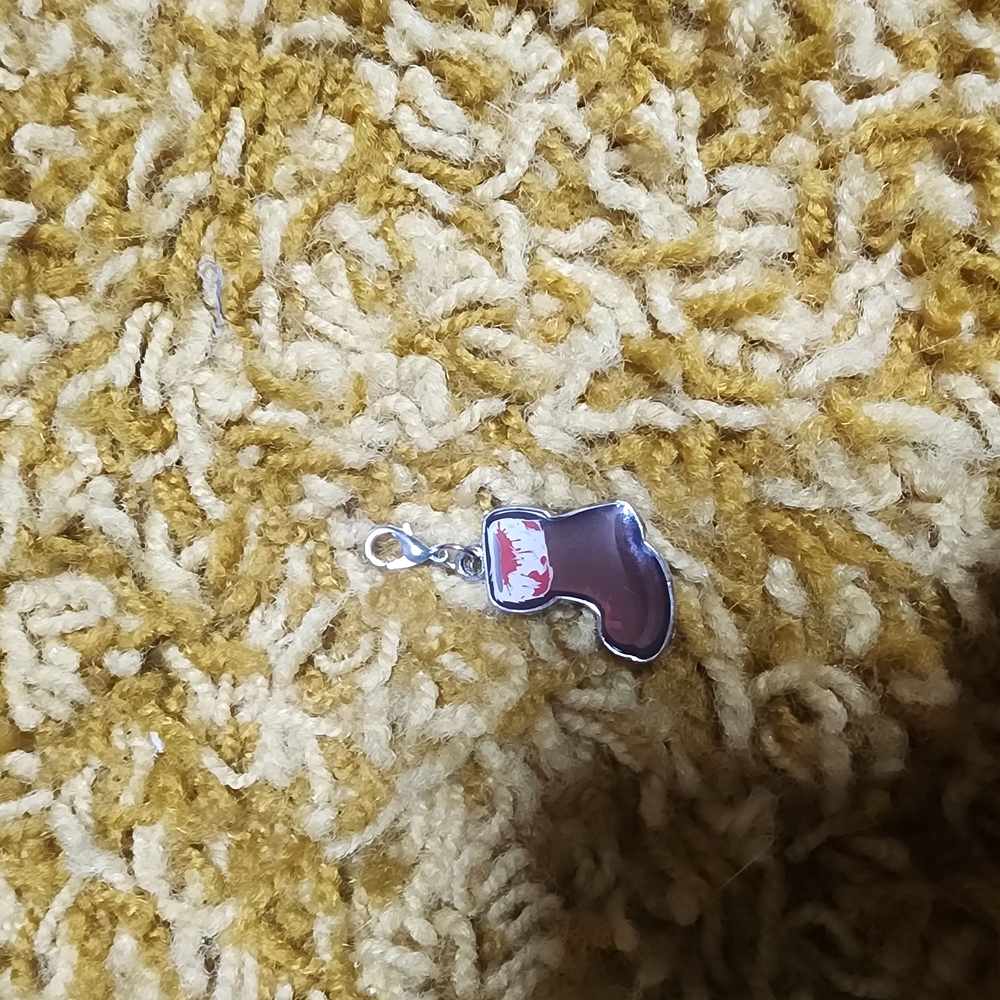 Brown Boot Charm with Red Accents